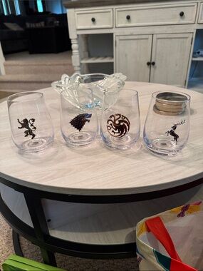 Game of Thrones house Targaryen Stemless wine Glasses set it of 4